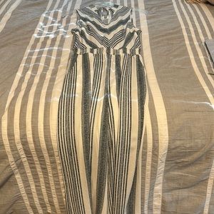 Monteau Romper, Dark Blue and white, Extra Small